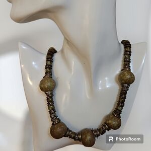 VTG Primitive Nomad Warrior Wasteland Stone Ceramic Beaded Grunge Necklace